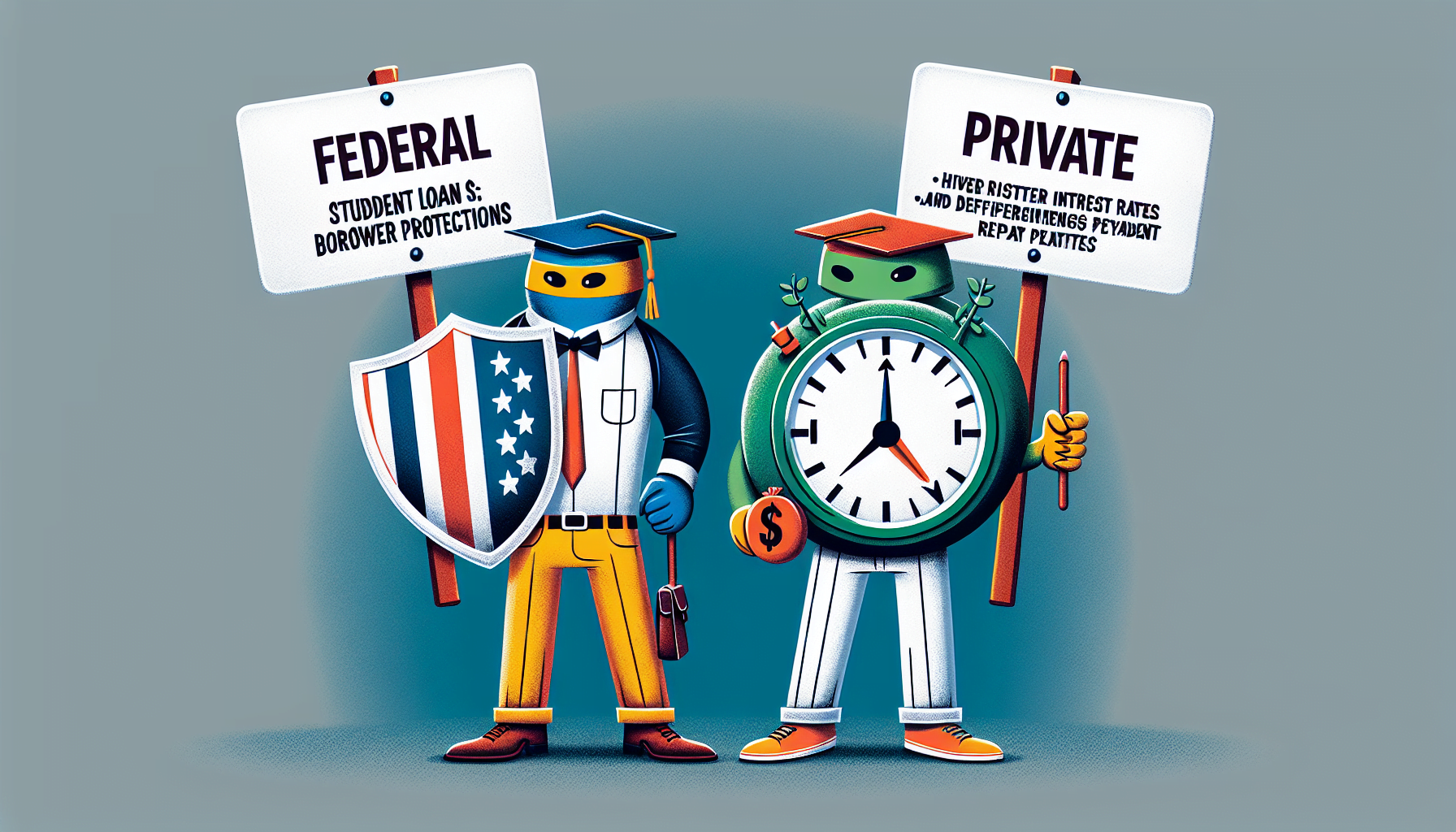 Illustration comparing federal and private student loans