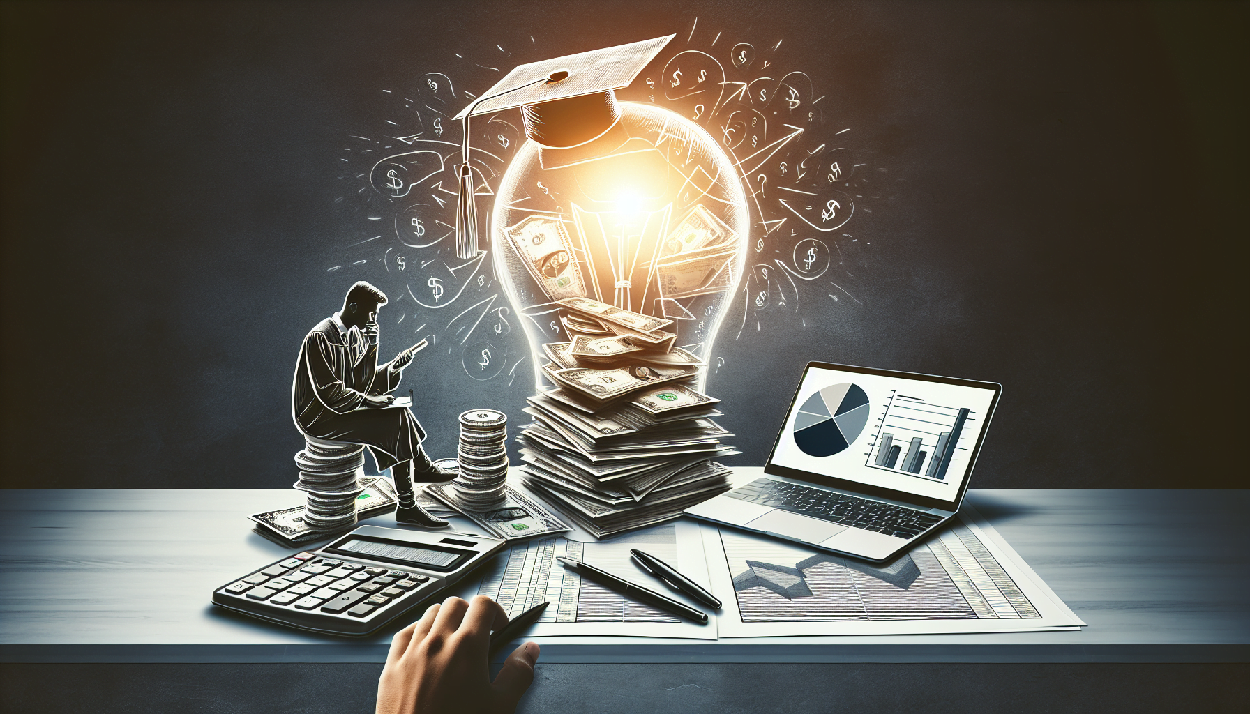 Illustration of a person managing budget and financial planning