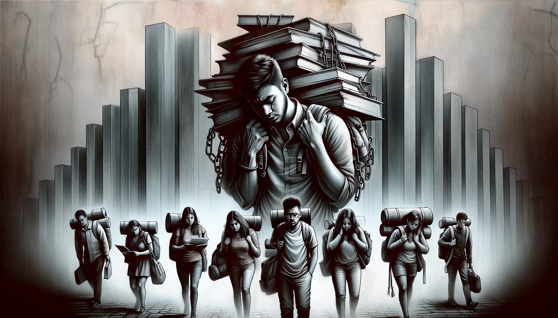 Illustration of students facing financial struggles